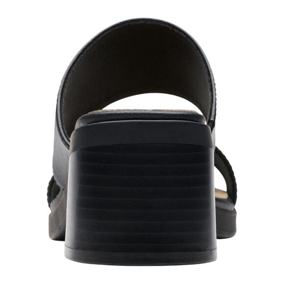 Clarks Women's Jaylan Dusk Leather Block Heel Slide Sandals Black Size 10 W - Picture 3 of 5